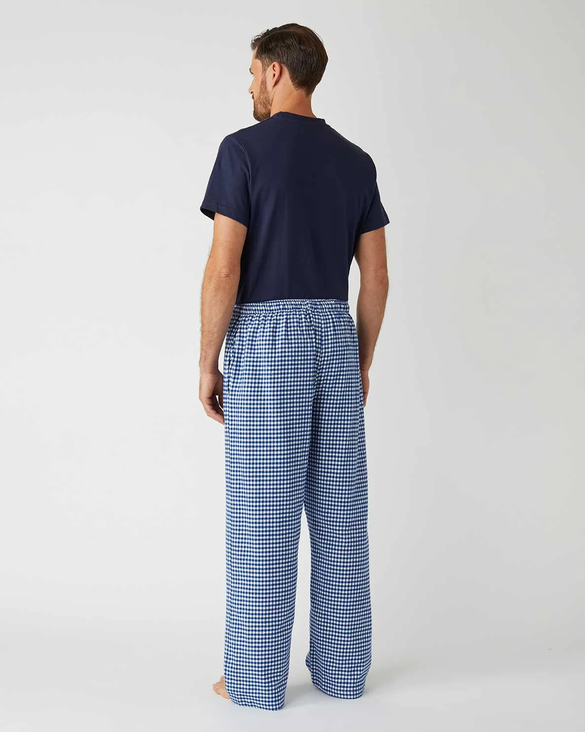 Men's Brushed Cotton Pyjama Trousers - Navy Gingham