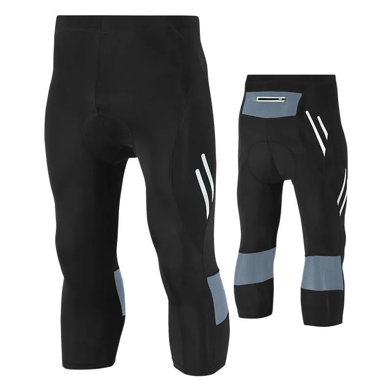 Mens Calf Length Gel Padded Cycling Pants