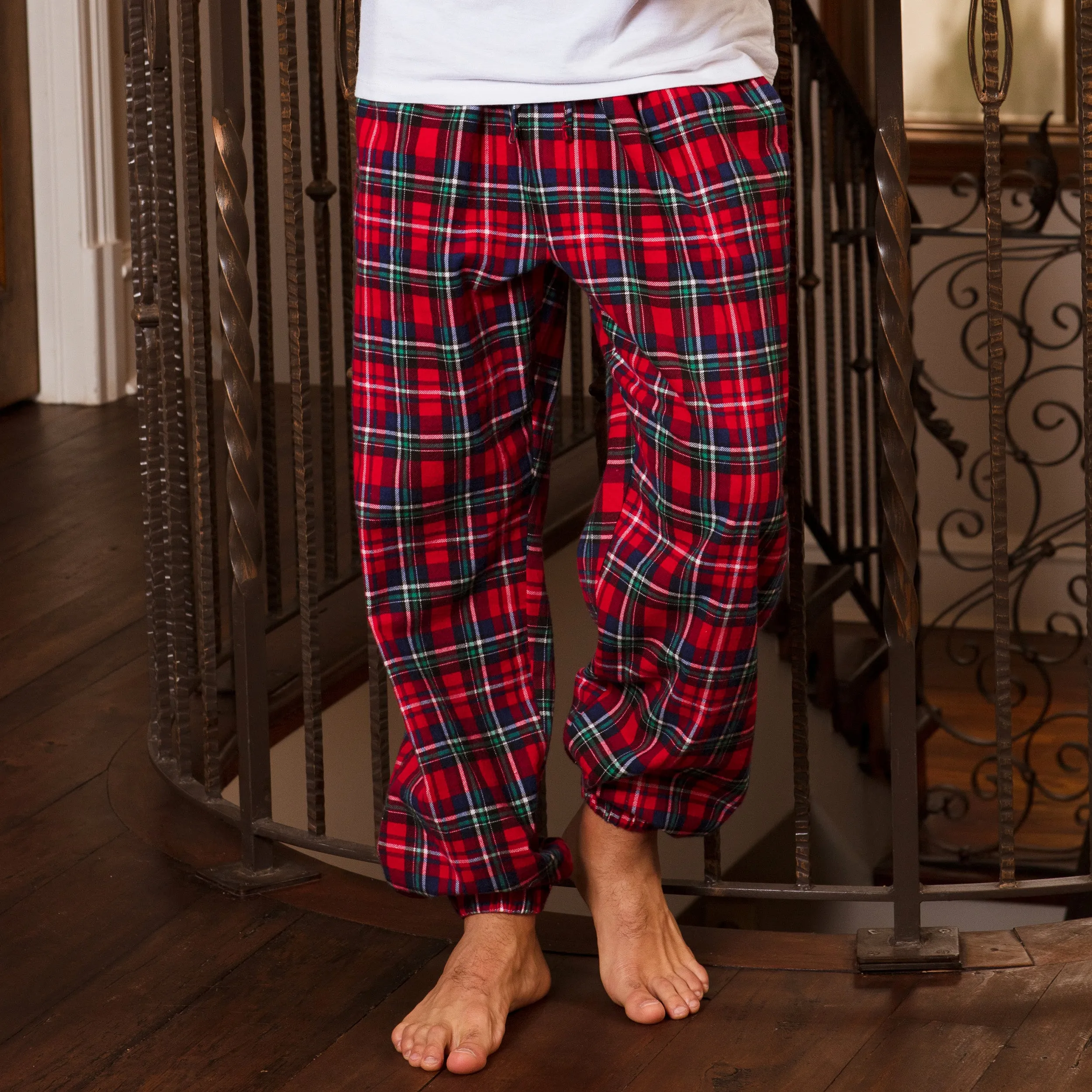 Men's Cotton Flannel Pajama Pants, Winter Joggers