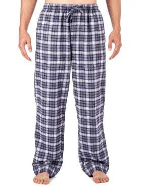 Mens Gingham 100% Cotton Flannel Lounge Pants - Blue/White