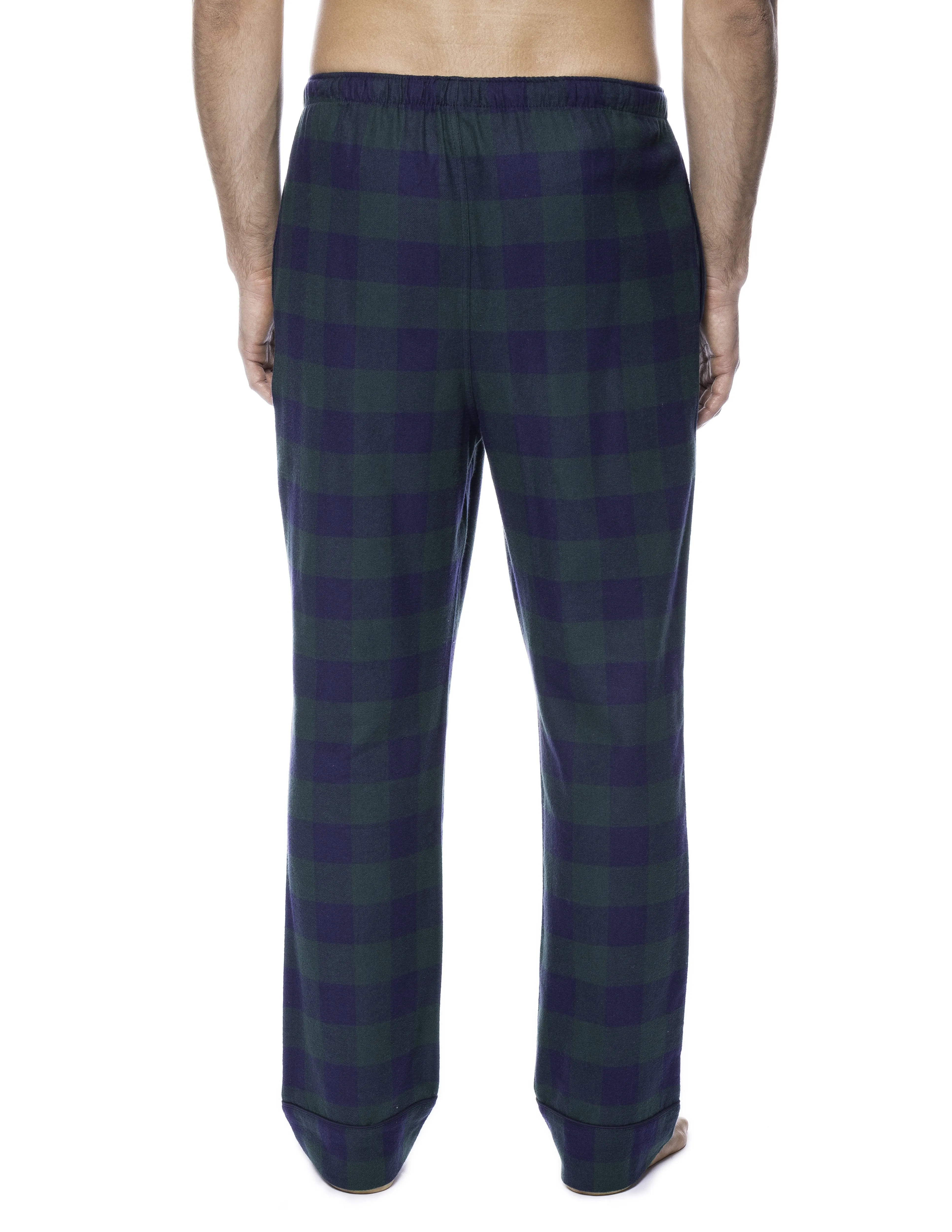 Mens Gingham 100% Cotton Flannel Lounge Pants - Gingham Green/Navy