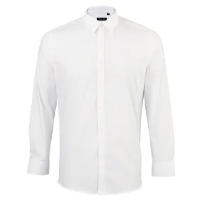 Mens Soft White Textured Shirt with White Buttons