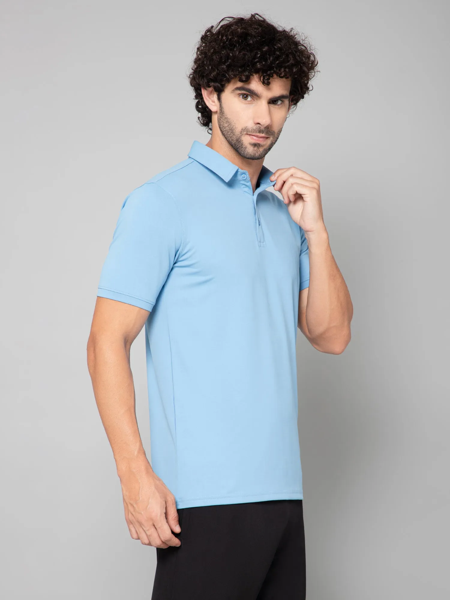 MINIMAL BUZZ SOFT TOUCH POLO T-SHIRT-MAYA BLUE