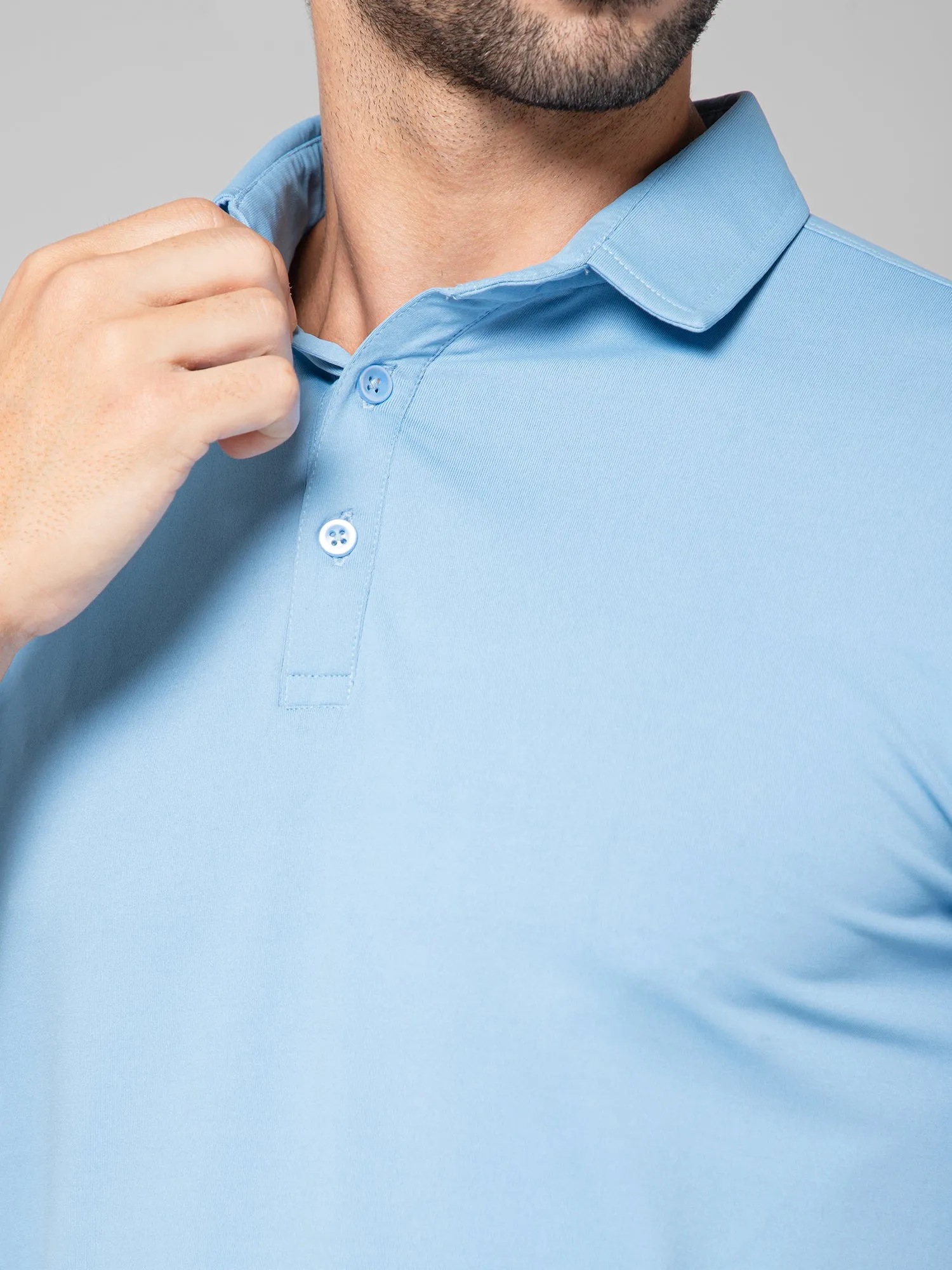 MINIMAL BUZZ SOFT TOUCH POLO T-SHIRT-MAYA BLUE