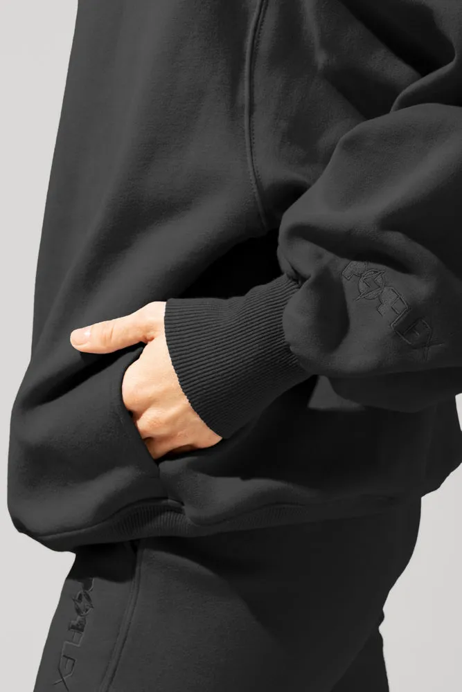 Ooey Gooey Mockneck Sweatshirt with Pockets - Black