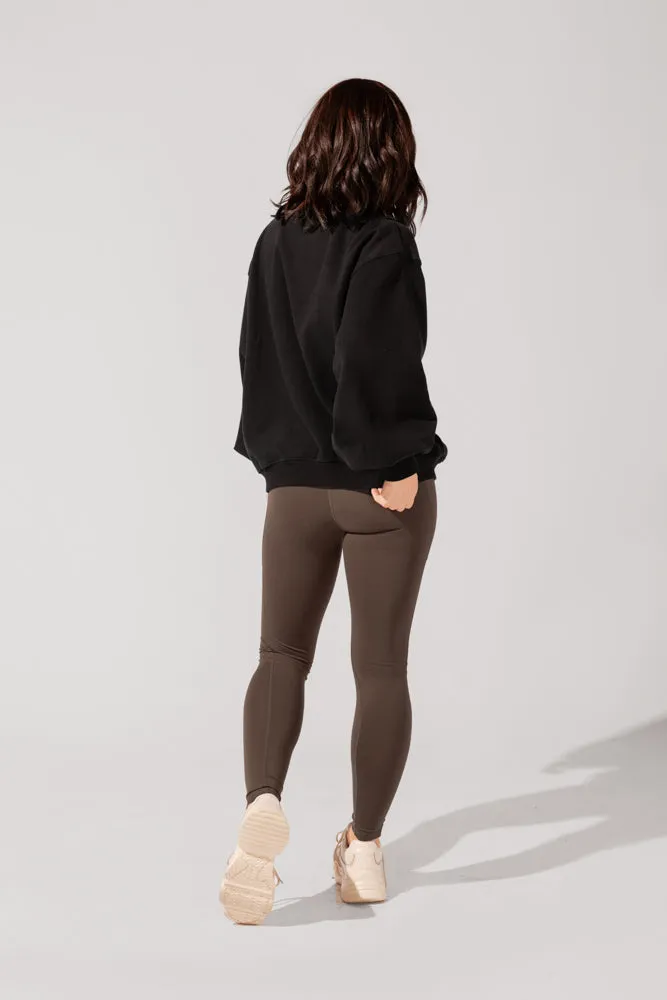 Ooey Gooey Mockneck Sweatshirt with Pockets - Black