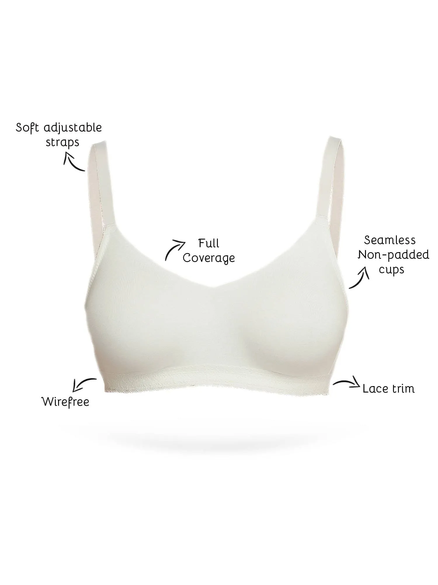 Organic Seamless Laced Bra (Pack of 3)-ISB054-M.White_Skin_Black-