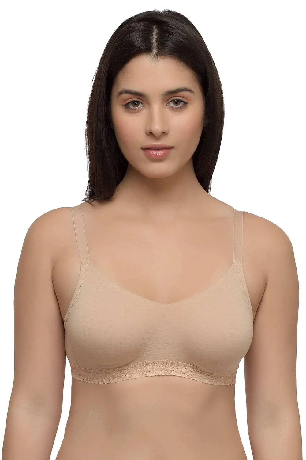 Organic Seamless Laced Bra (Pack of 3)-ISB054-M.White_Skin_Black-