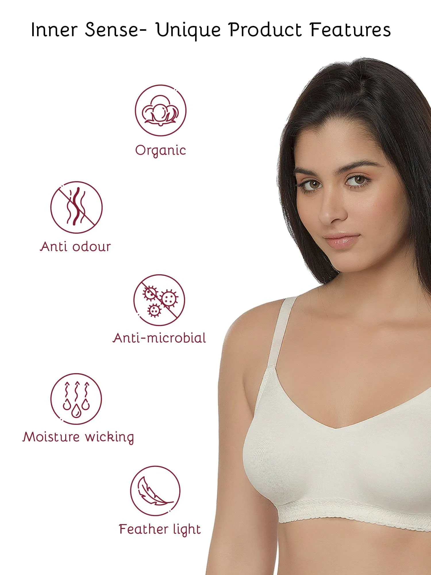 Organic Seamless Laced Bra (Pack of 3)-ISB054-M.White_Skin_Black-