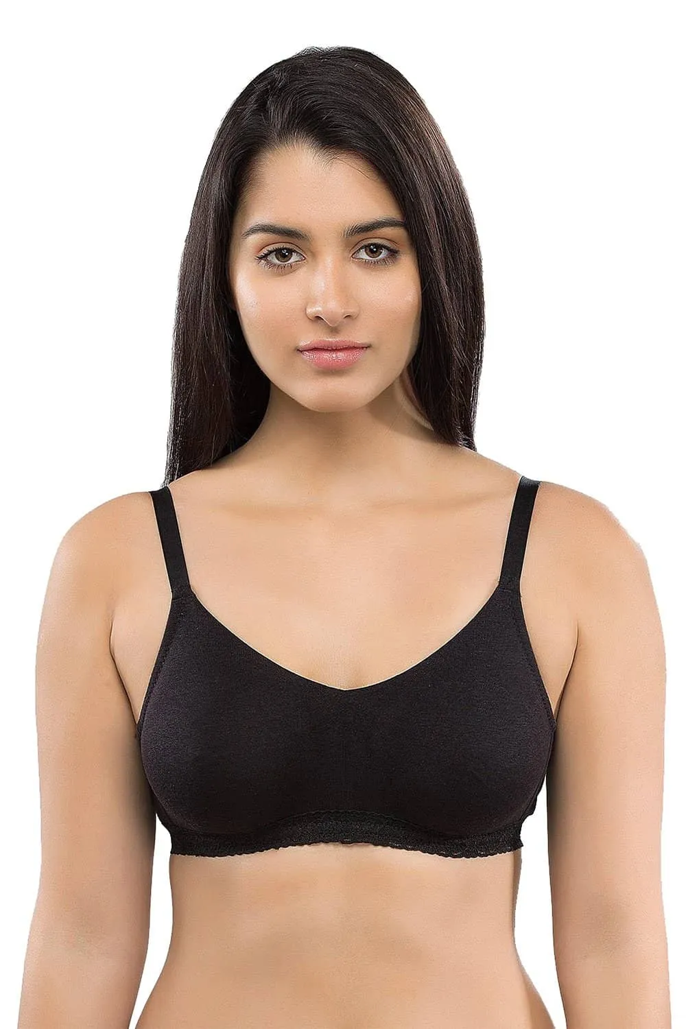 Organic Seamless Laced Bra (Pack of 3)-ISB054-M.White_Skin_Black-