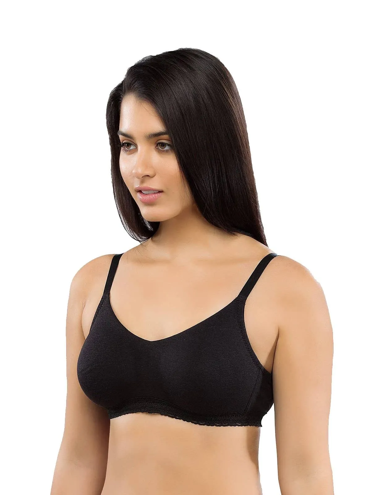 Organic Seamless Laced Bra (Pack of 3)-ISB054-M.White_Skin_Black-