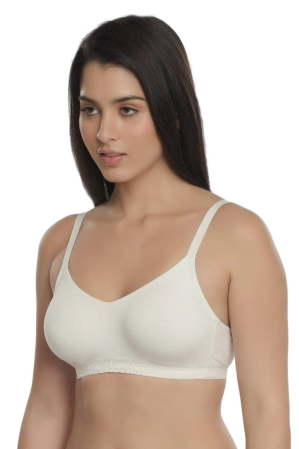 Organic Seamless Laced Bra (Pack of 3)-ISB054-Skin_Skin_M.White-