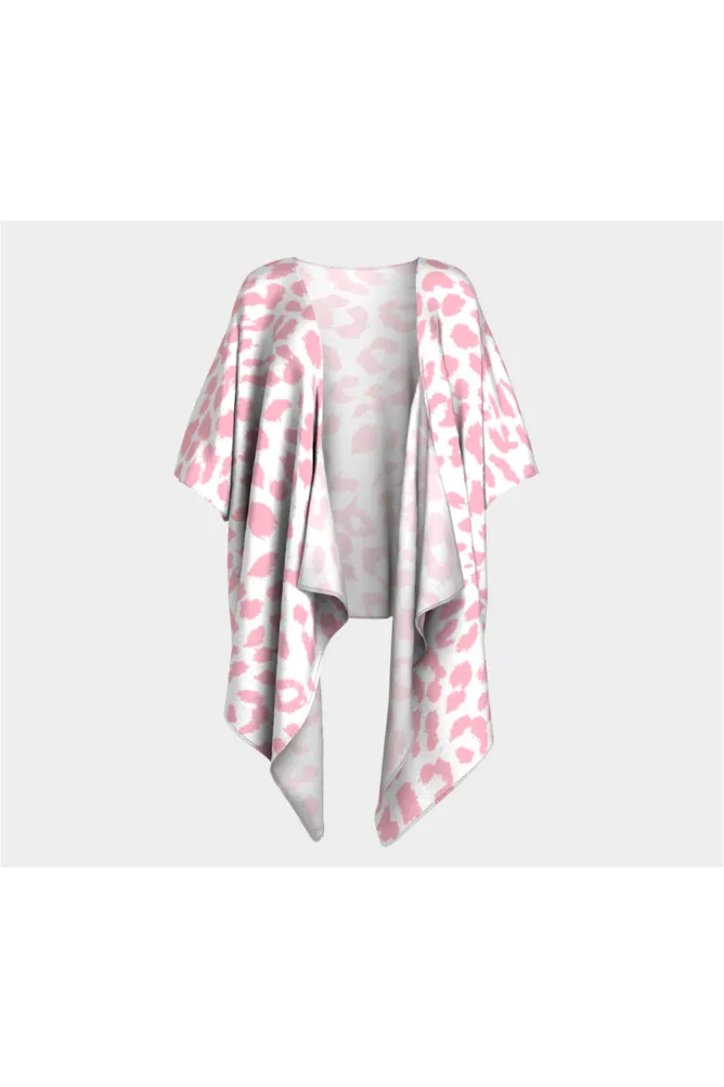 Pink Leopard Print Draped Kimono