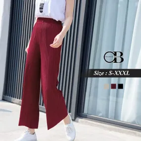 PLEATED ELASTIC WIDE LEG PANTS