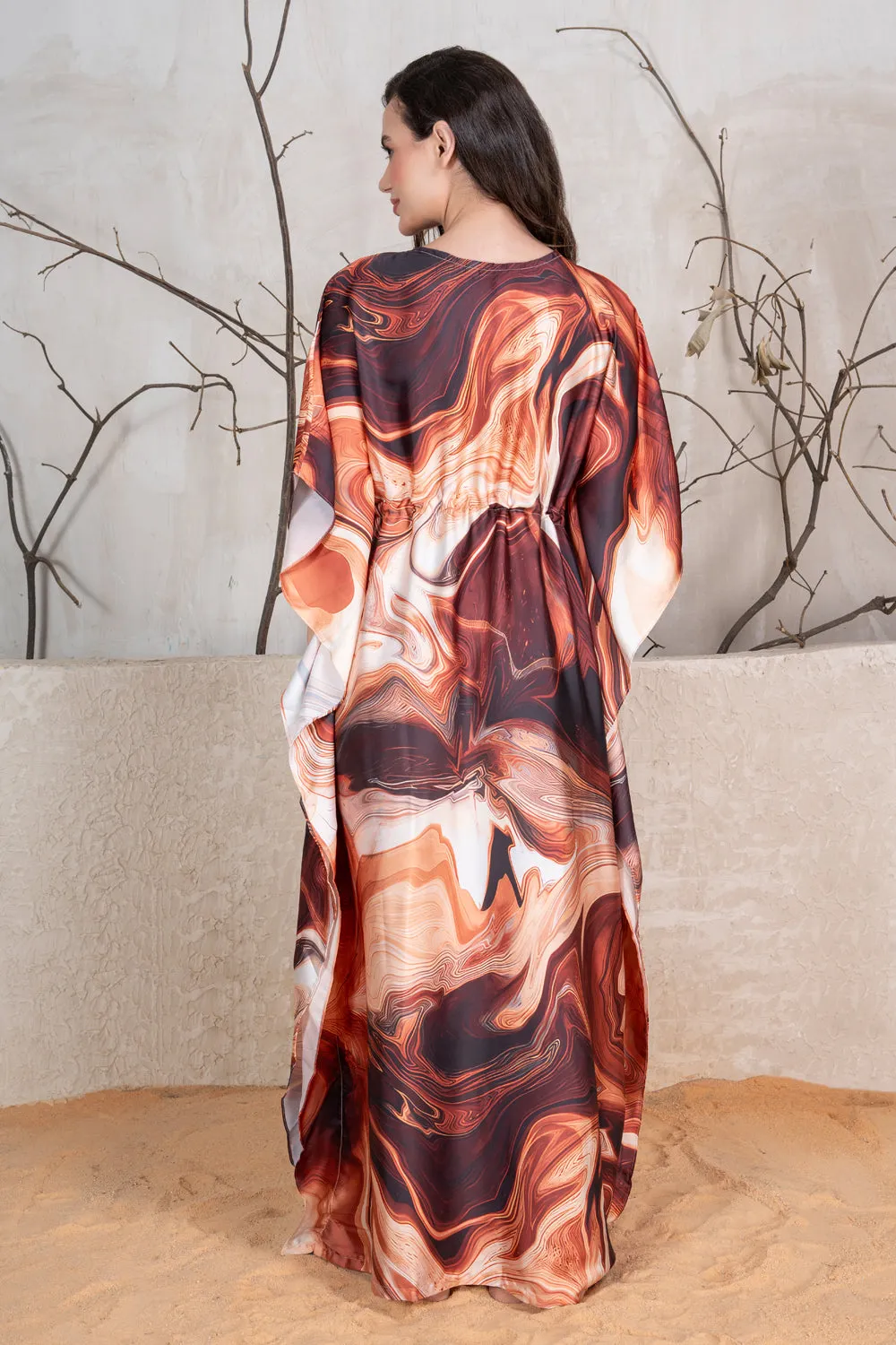 Printed Satin Kaftan