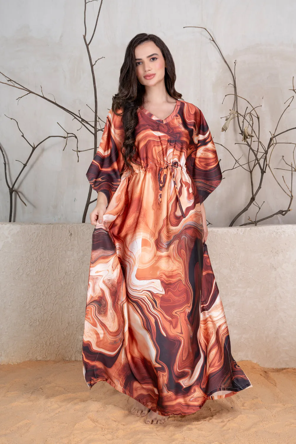 Printed Satin Kaftan