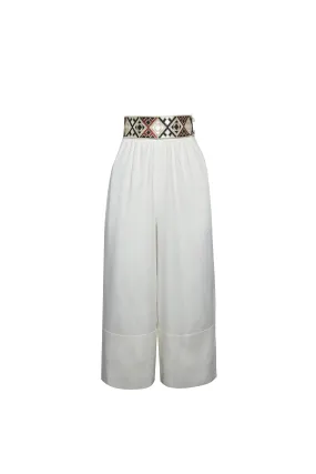 Raha Wide Leg Cropped Pants - White