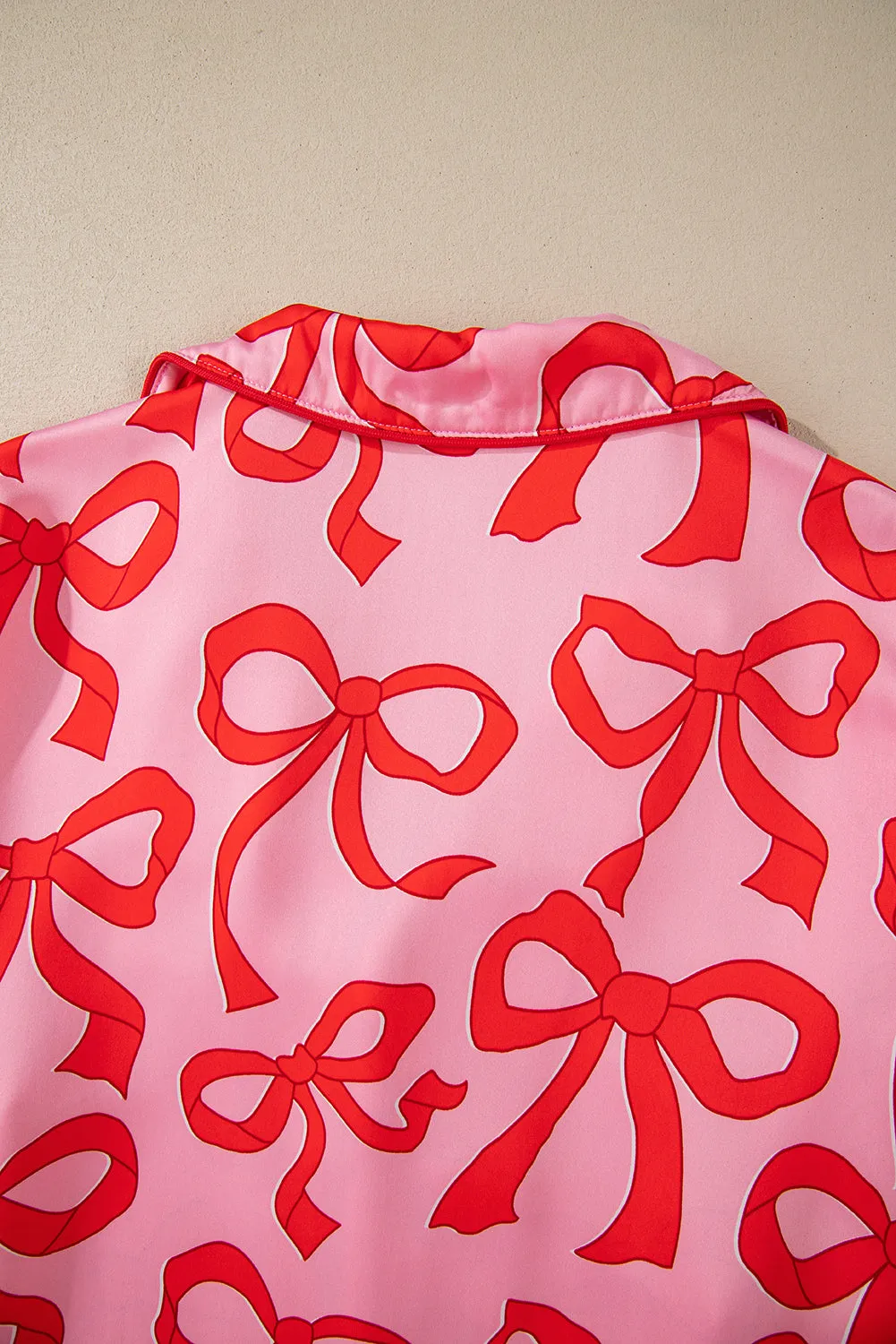 Red Bows 2 Piece Long Sleeve Pajama Pant Set