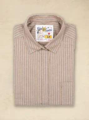 Roomy Shirt Soft Finish Classic Stripe Taupe