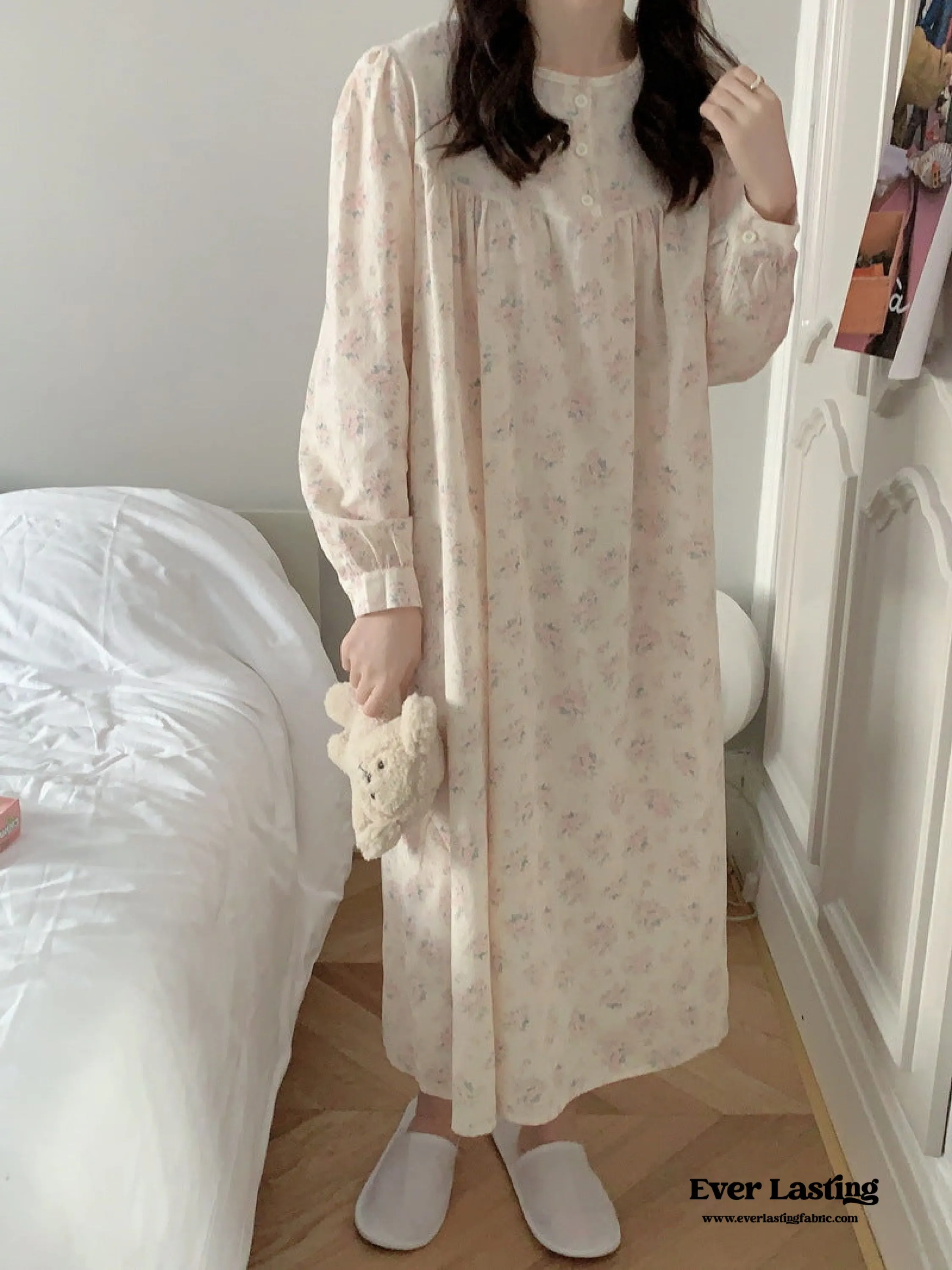 Soft Floral Pink Pajama Dress Set