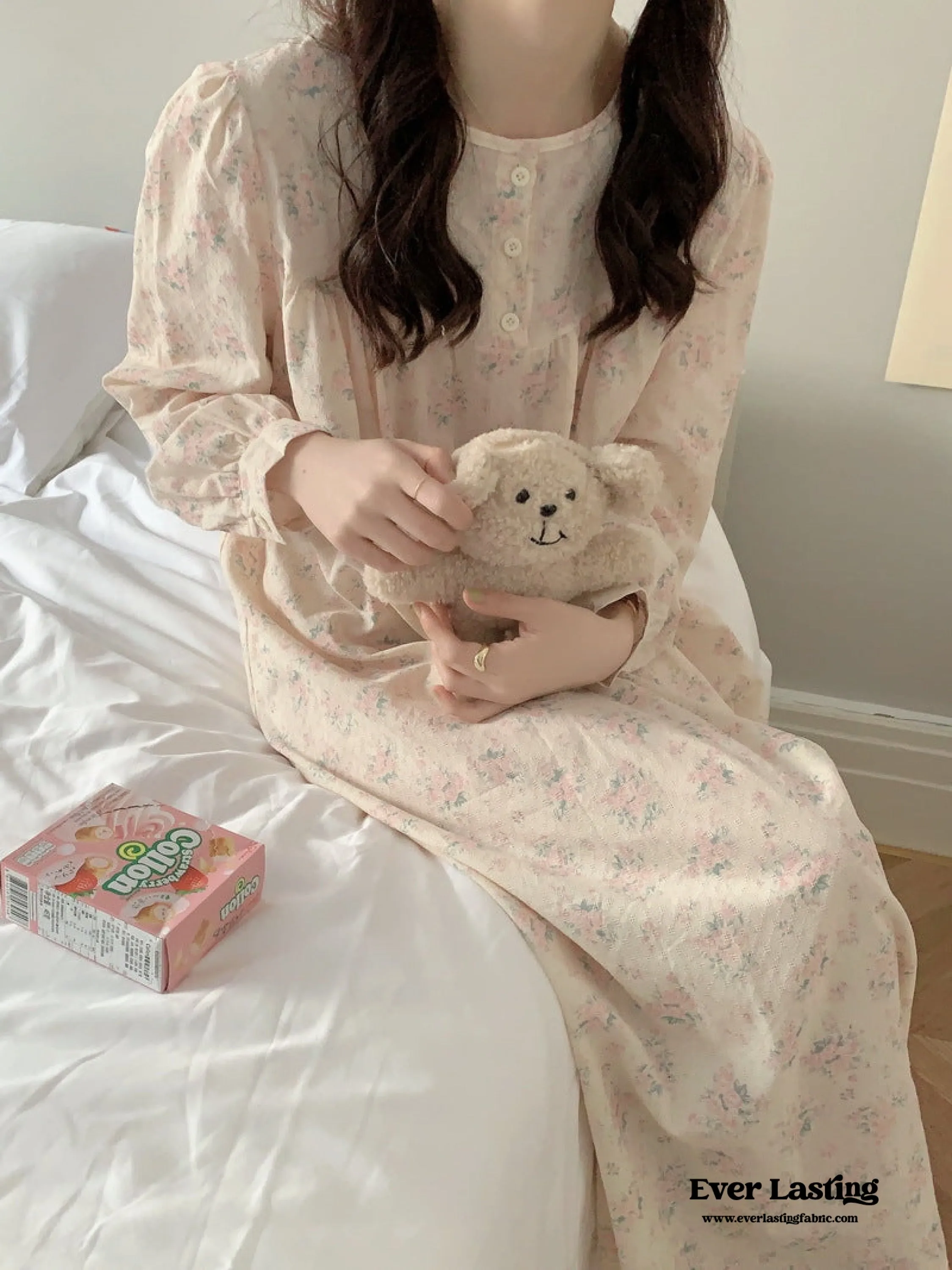 Soft Floral Pink Pajama Dress Set