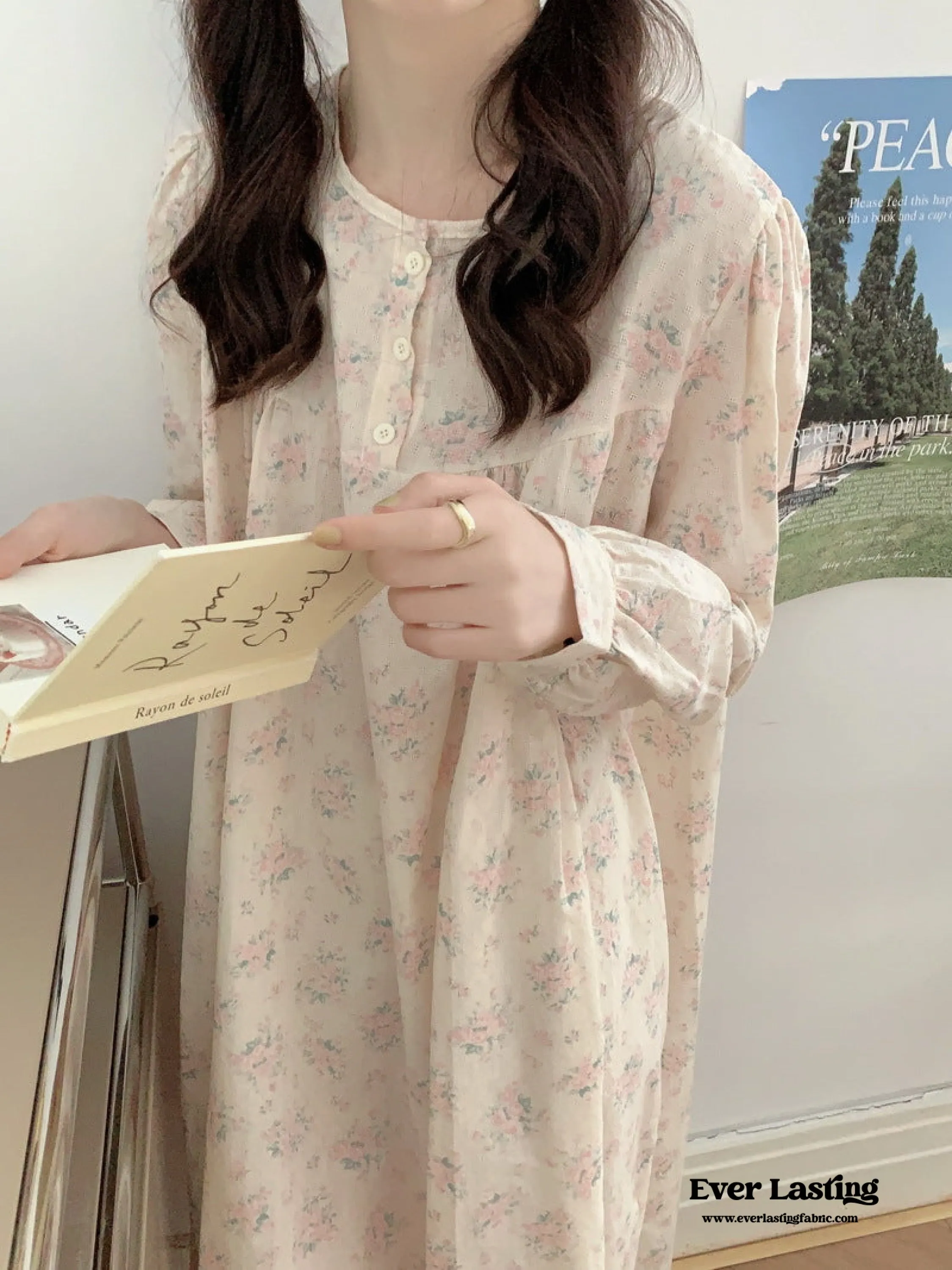 Soft Floral Pink Pajama Dress Set