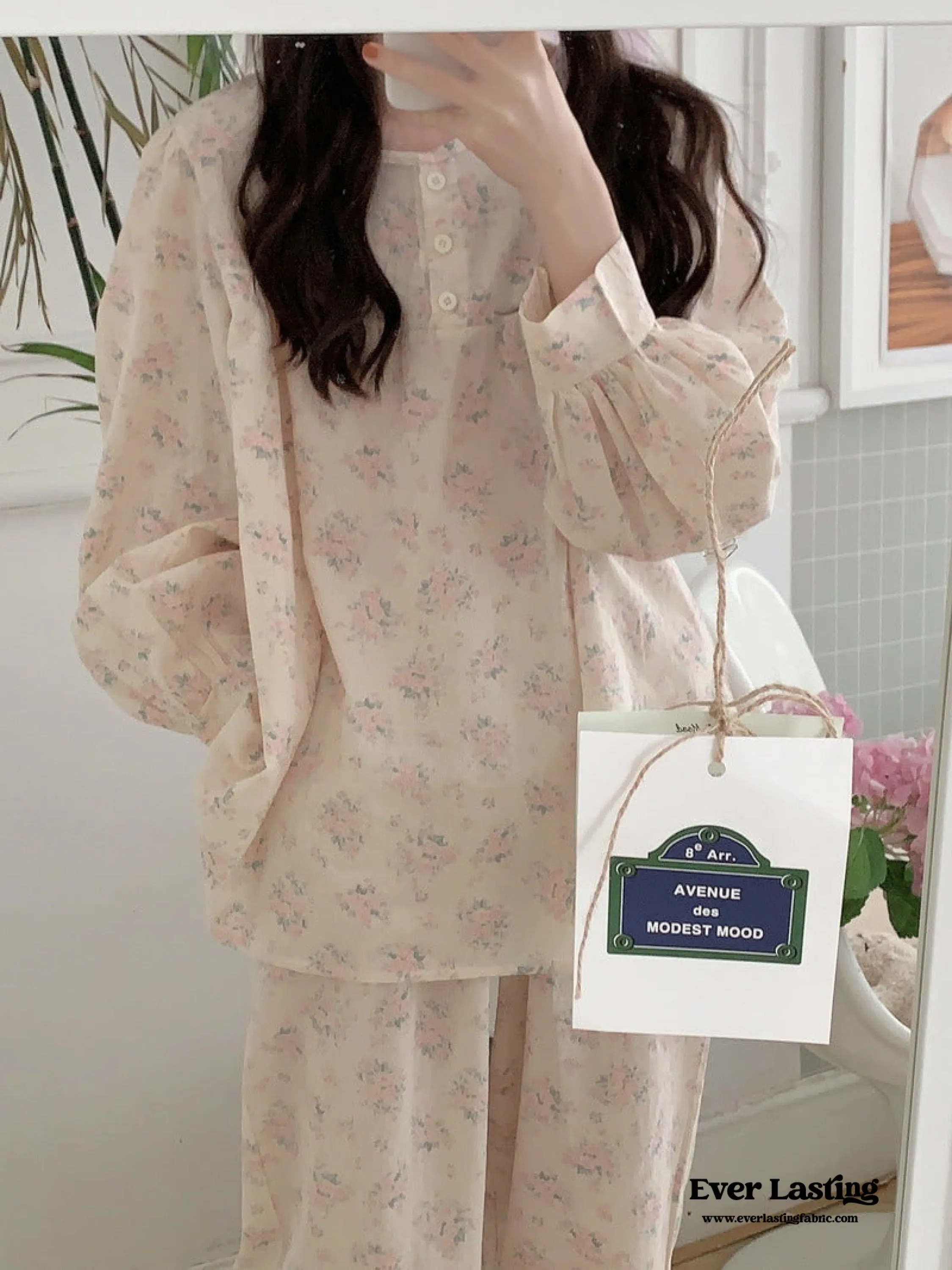 Soft Floral Pink Pajama Dress Set