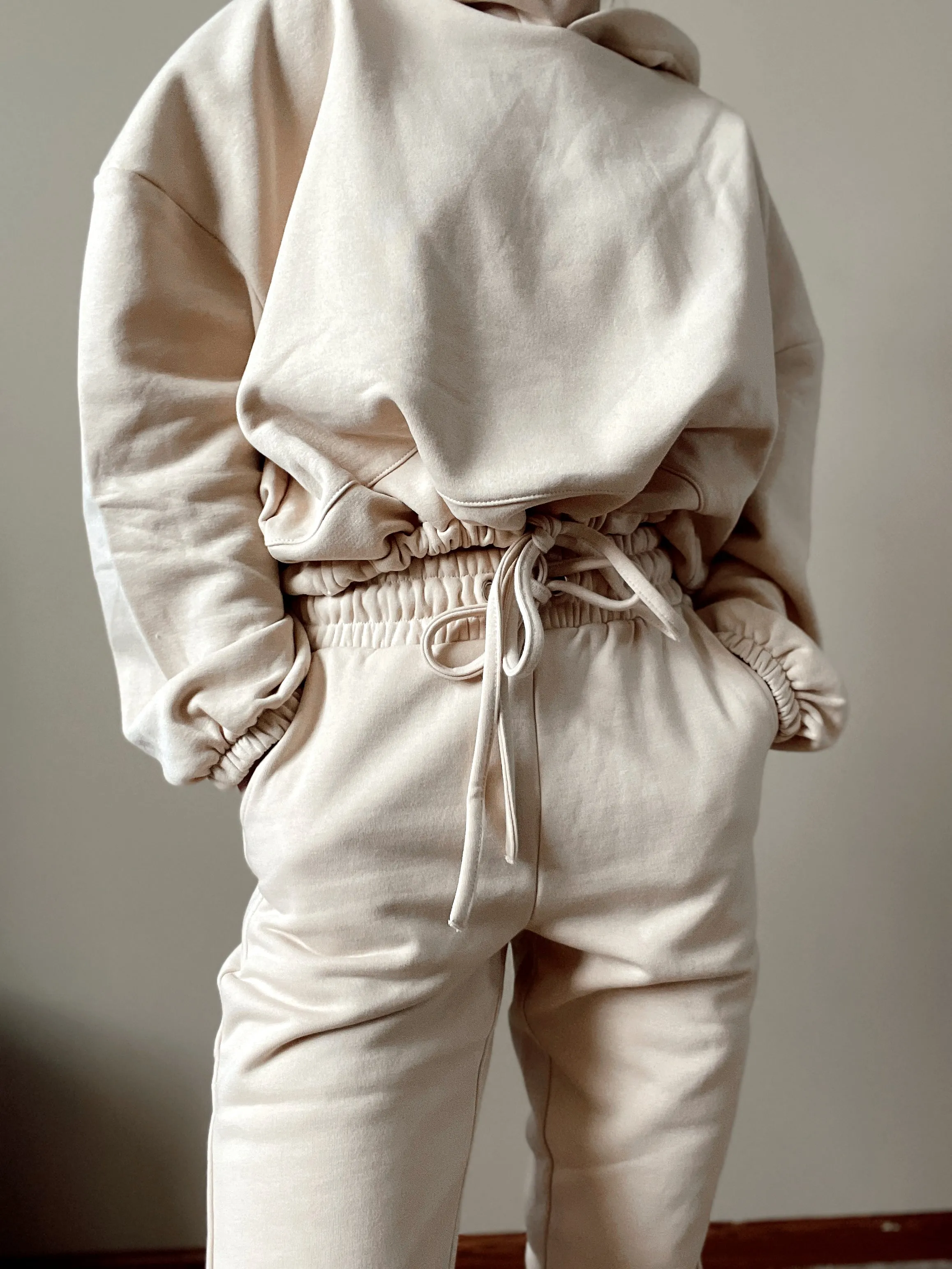 Stay At Home Nude Cropped Sweatshirt