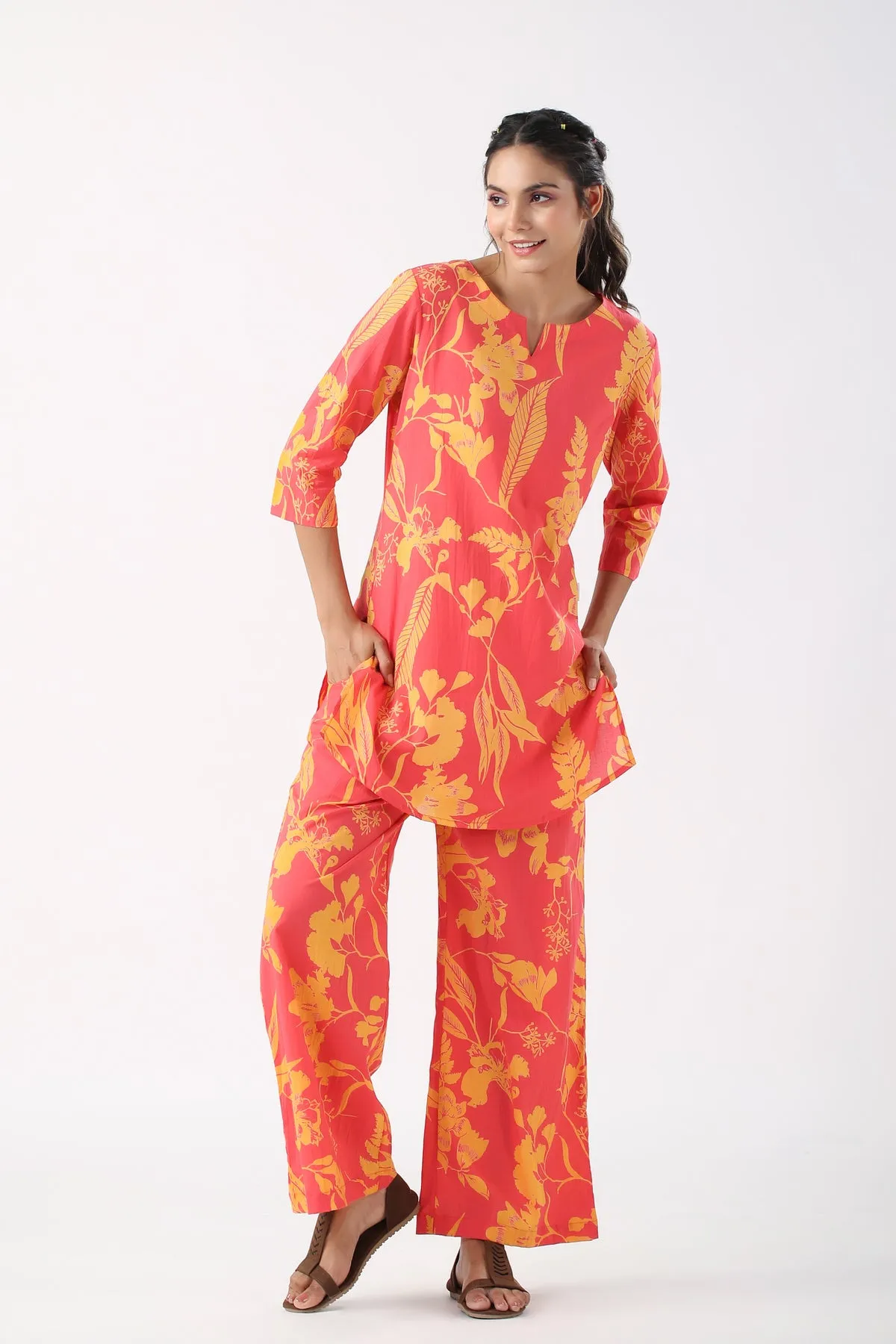 Sunkissed Sands Cotton Palazzo Loungewear Set