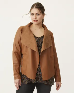 Thalia Faux Leather Draped Jacket | Saddle