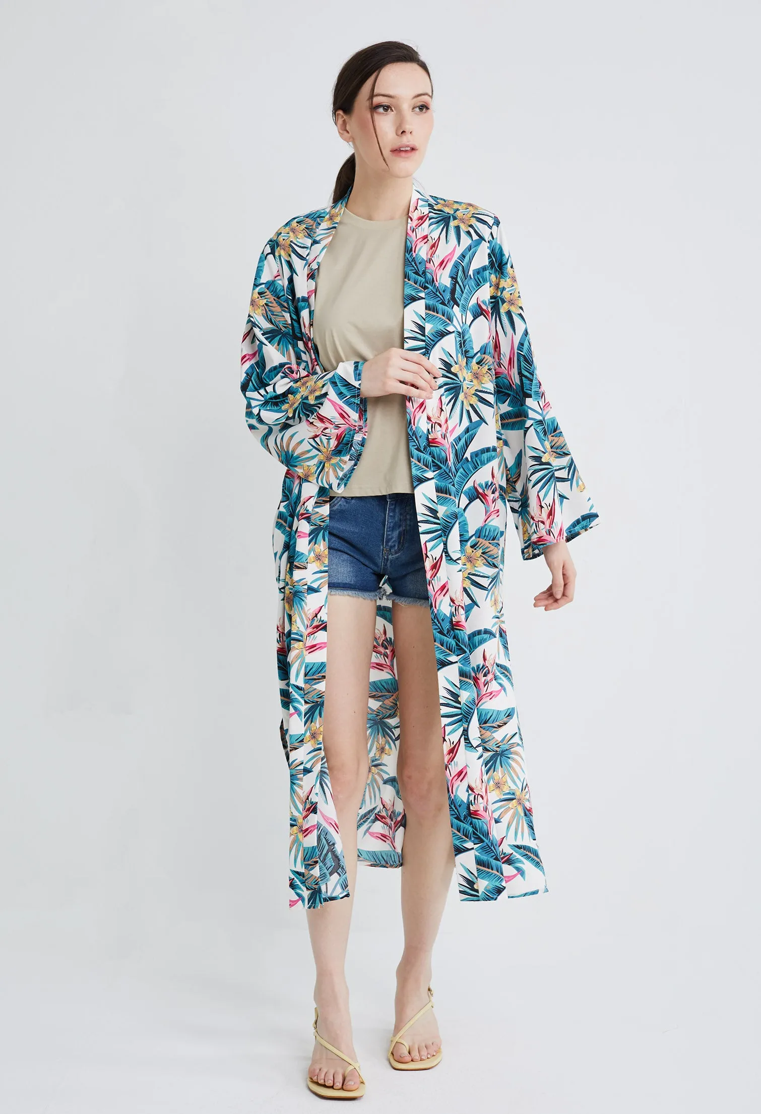 Tropical Vacay Long Kimono