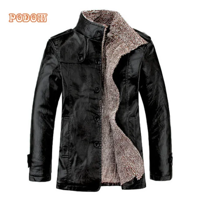 Vintage PU Leather Jackets Men's Winter Warm