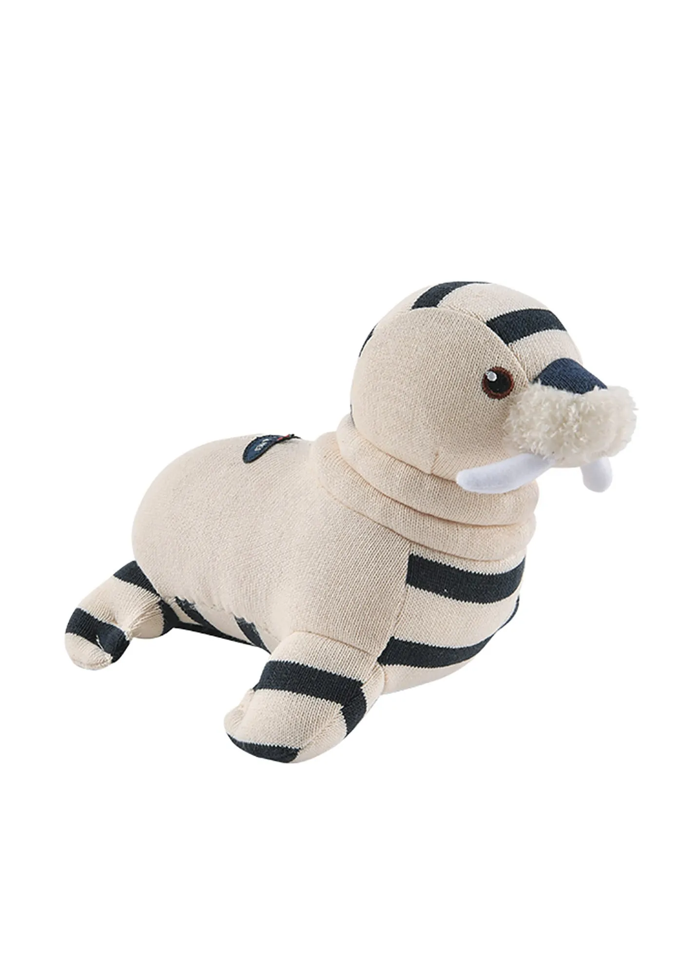 Walrus soft toy - in iconic striped cotton (ECRU/MARINE)