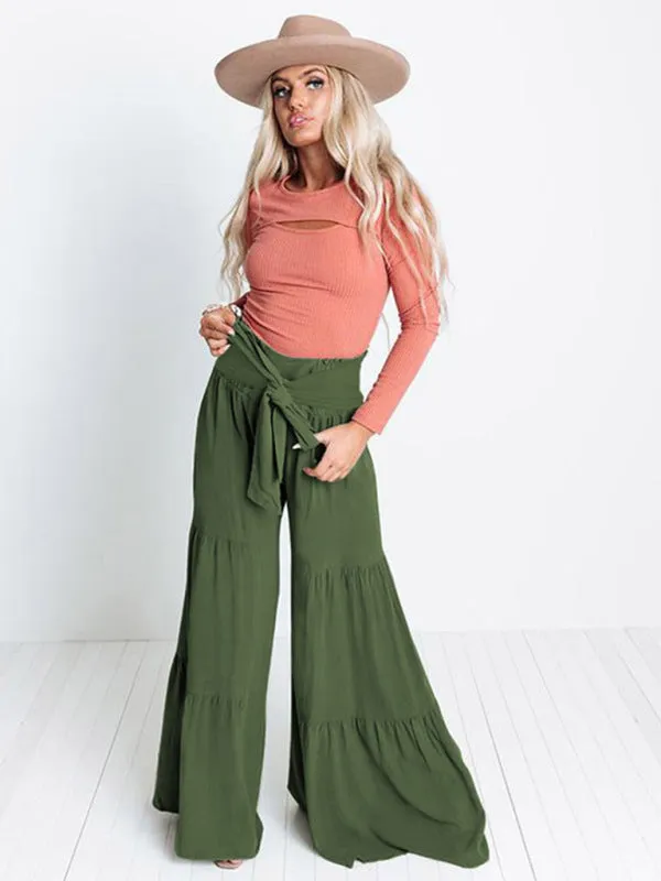 Womens Pleated Wide Leg Pants