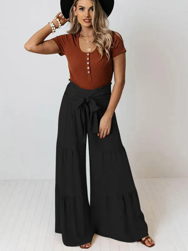 Womens Pleated Wide Leg Pants