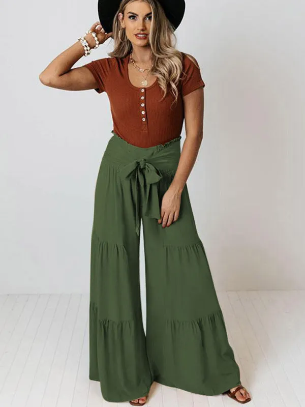 Womens Pleated Wide Leg Pants