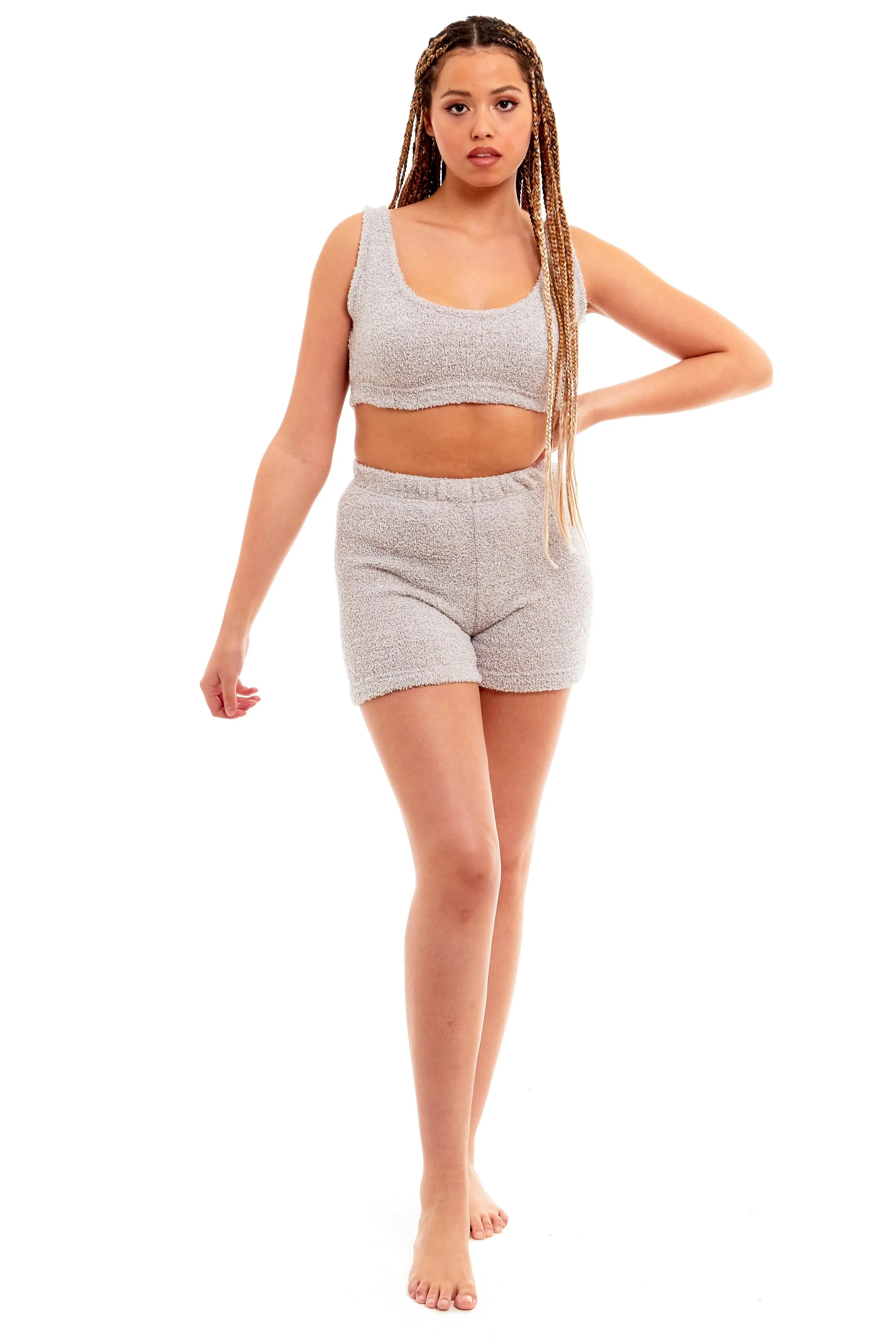 Women's Super Soft Teddy Fleece Tank Top and Shorts Loungewear Set for All-Year Comfort by Daisy Dreamer